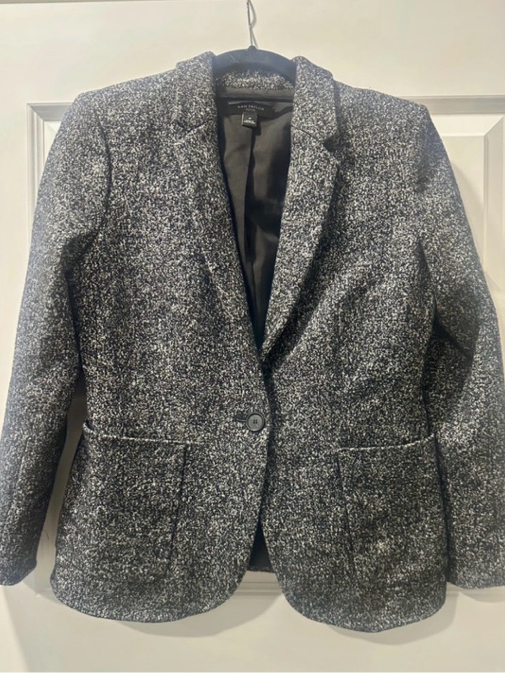 Ann Taylor Black & White Tweed Blazer Jacket